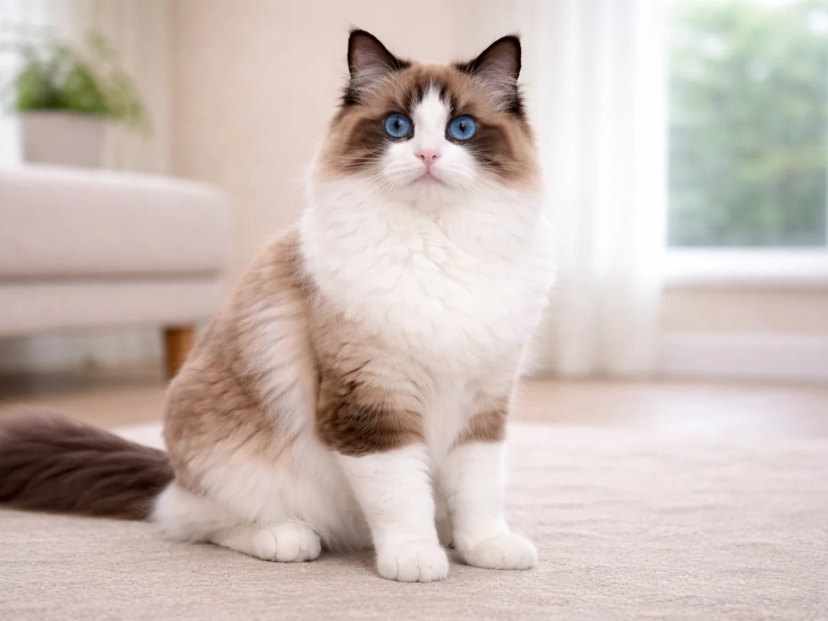 A bicolour Ragdoll cat
