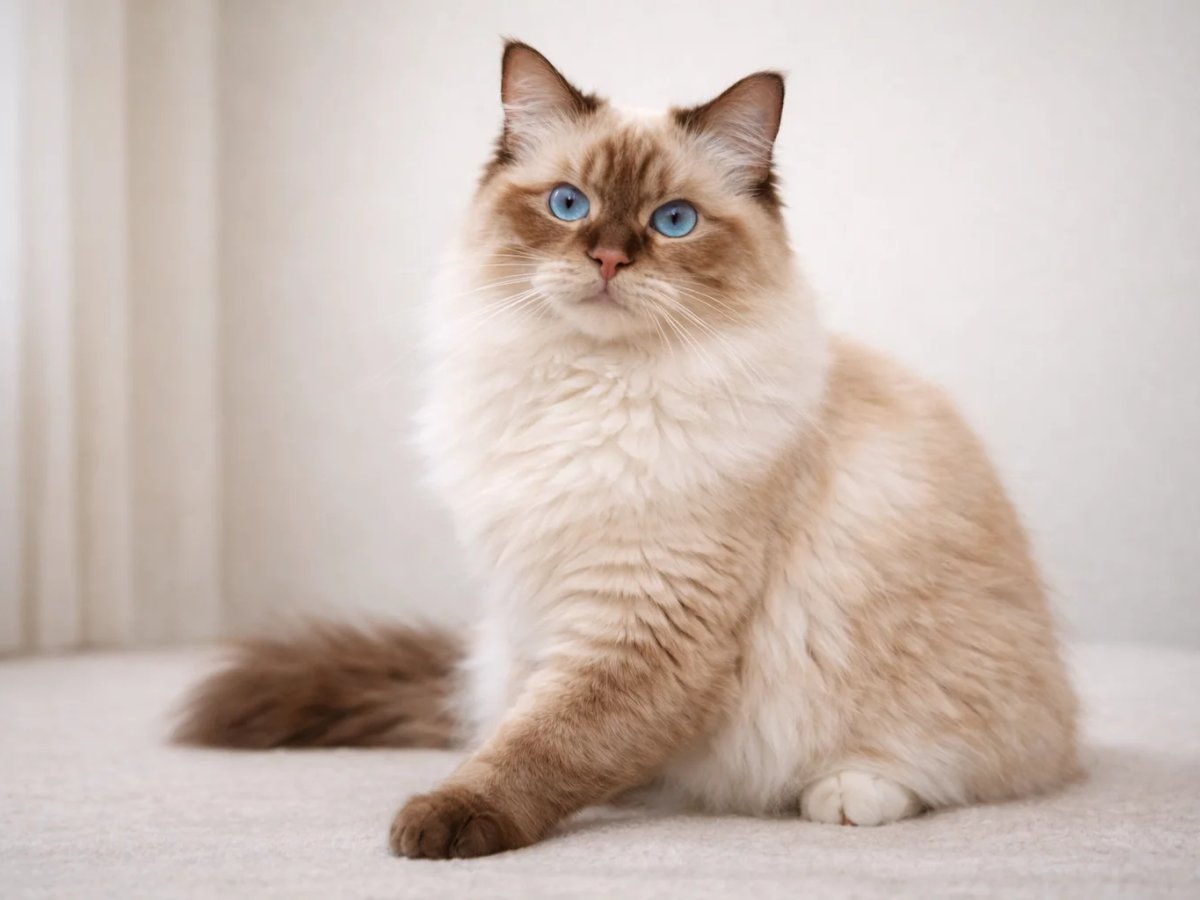 A chocolate point Ragdoll cat