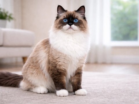 A mitted Ragdoll cat