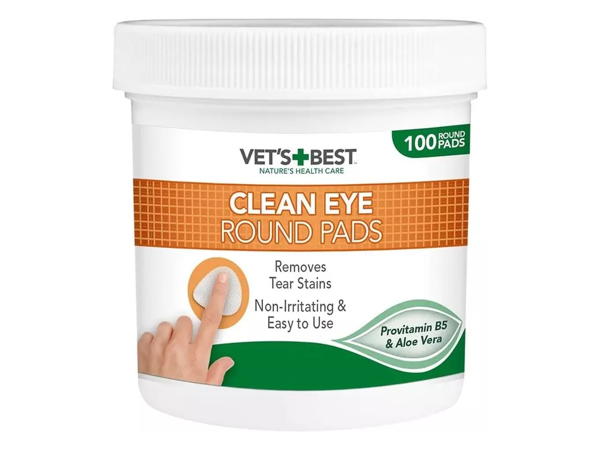 Vets Best clean eye round pads tub of one hundred for removing tear stains
