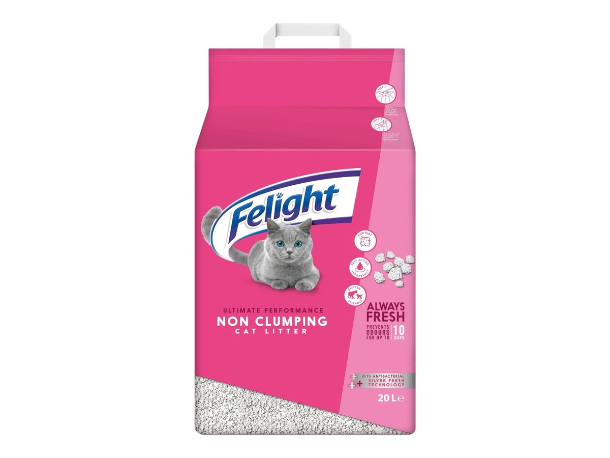 Felight non clumping cat litter, 20 litre bag with antibacterial Silverfresh technology