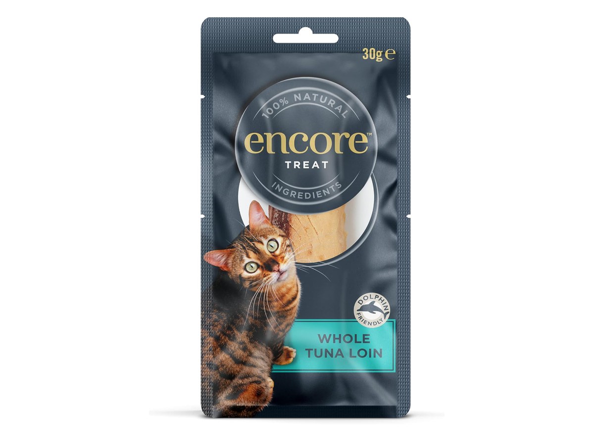 Encore whole tuna loin natural cat treat, 30g pouch, sold as a pack of twelve